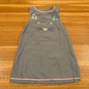 Baby Boden grey corduroy sleeveless cat dress